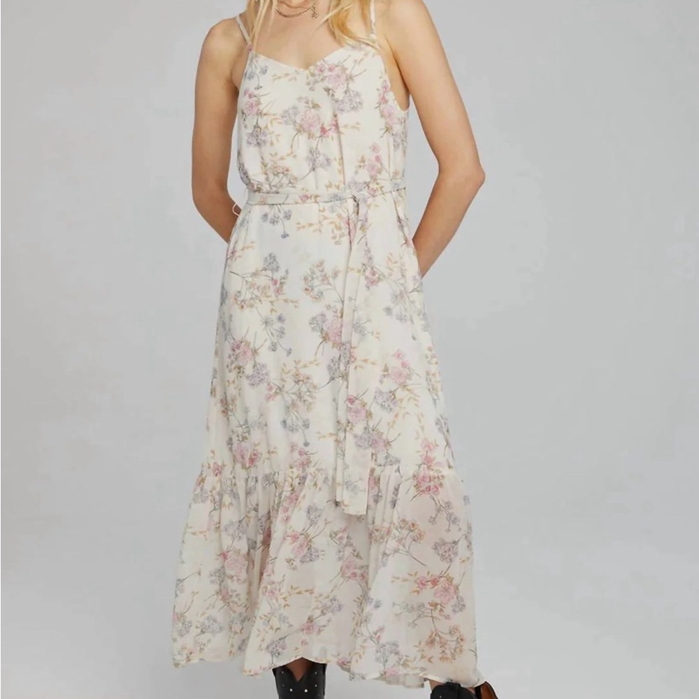 Floral Maxi Dress in Cream and Pink
